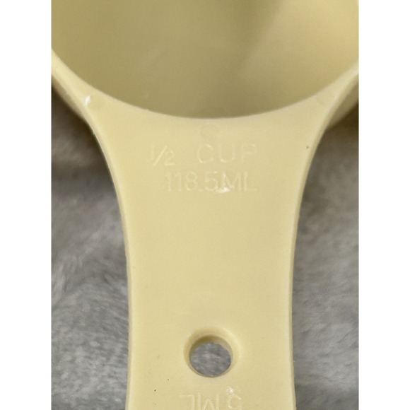 Vintage EKCO 4-Pc Tan Nesting Measuring Cup & Scoop Spoon Combo Set USA - Picture 8 of 11